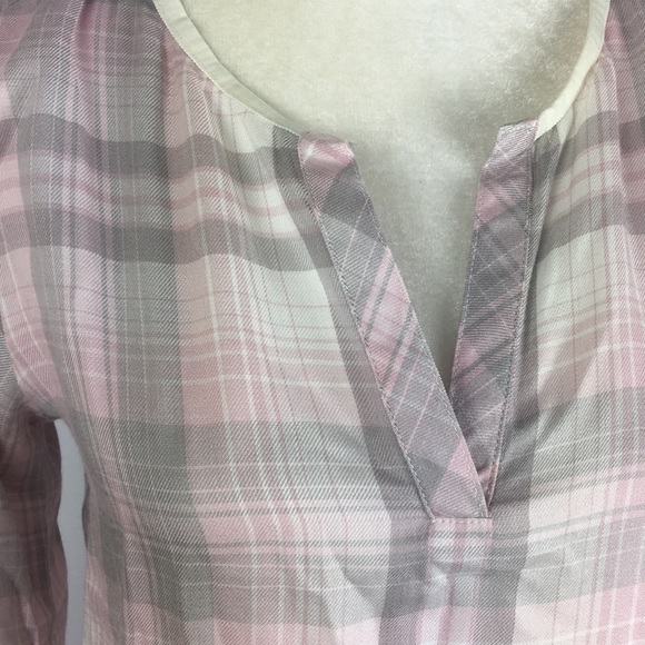 Cloth and Stone Plaid Hi Low Plaid Blouse Sz XS - Picture 2 of 6